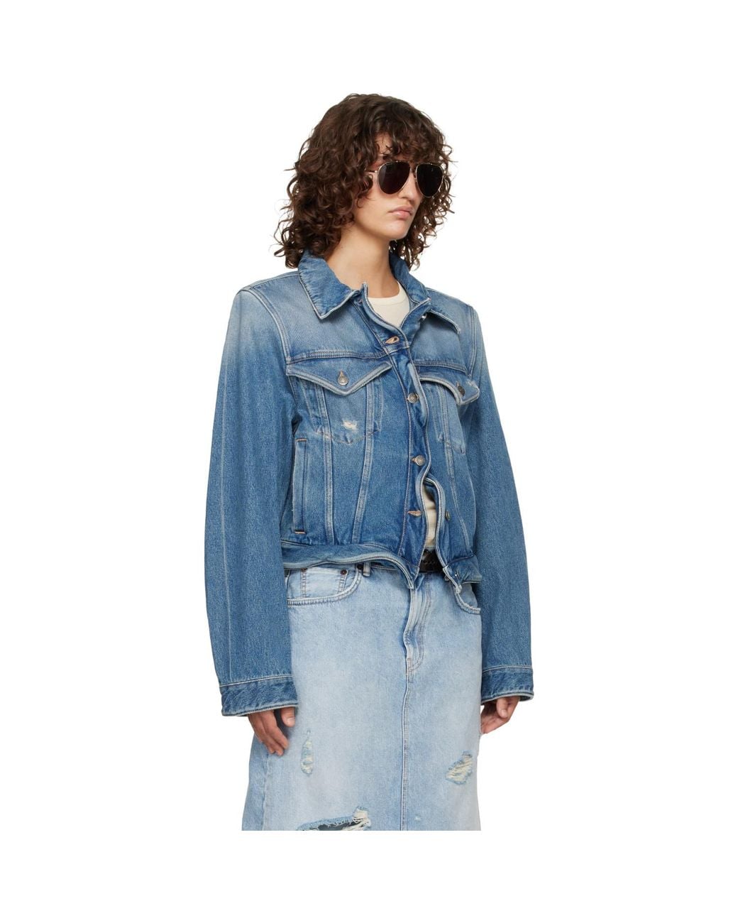 Acne Blue Wavy Denim Jacket