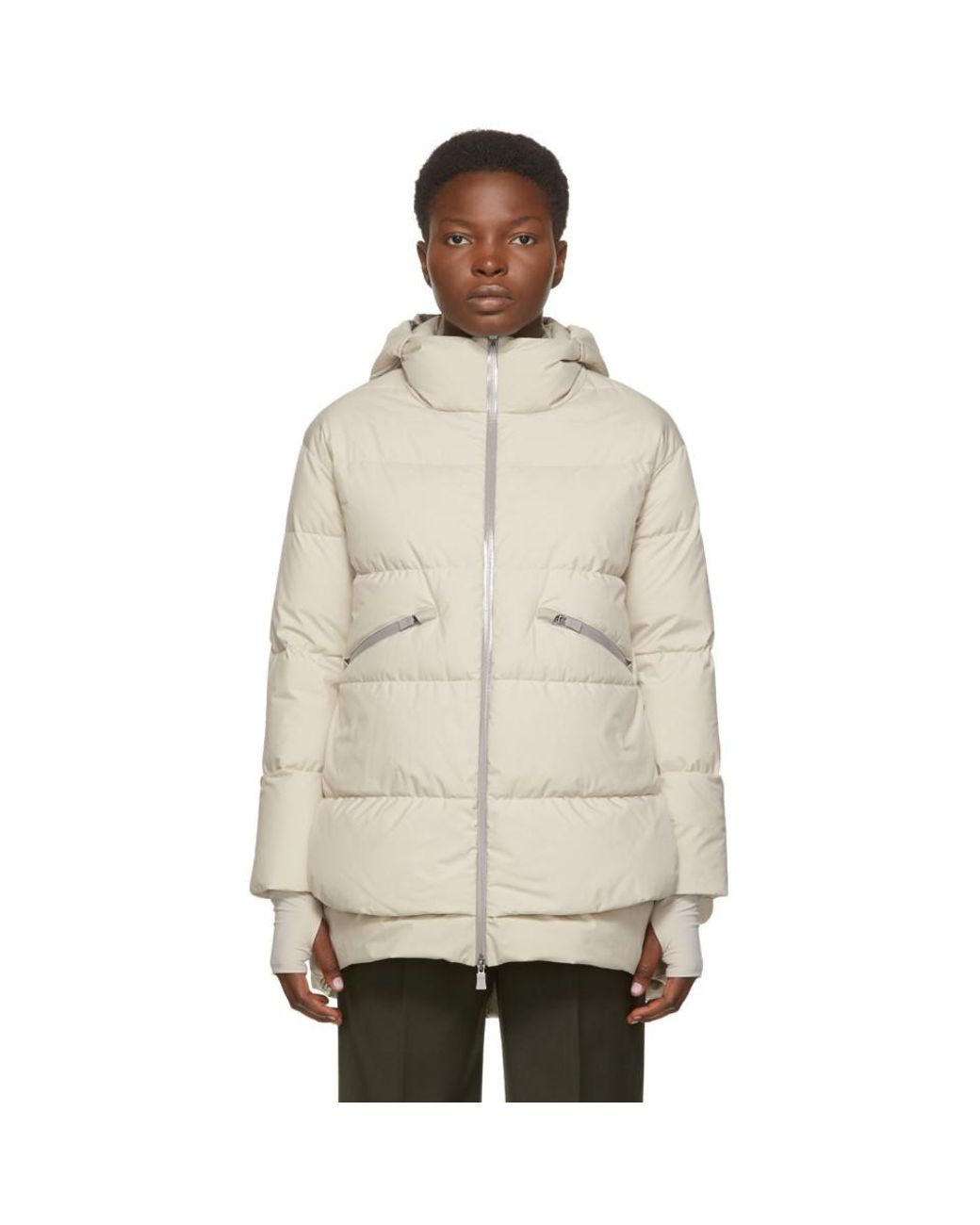 Herno Off-white Down Gore-tex® Hooded Windstopper Coat in Natural ...