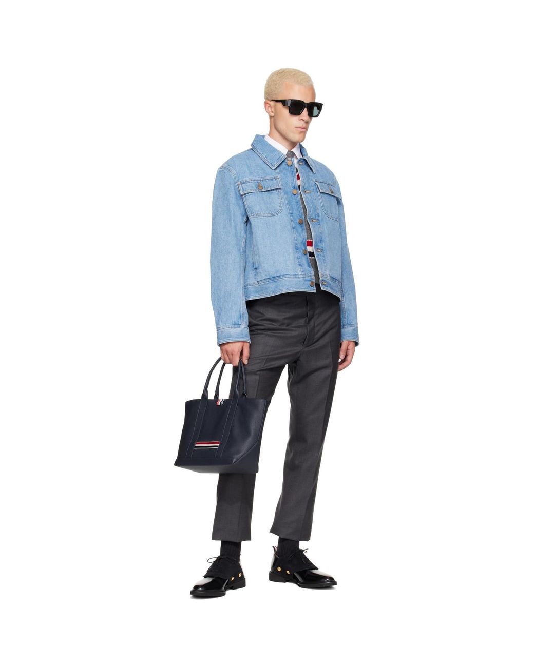 Thom Browne Blue Selvedge Backstrap Utility Denim Jacket for men
