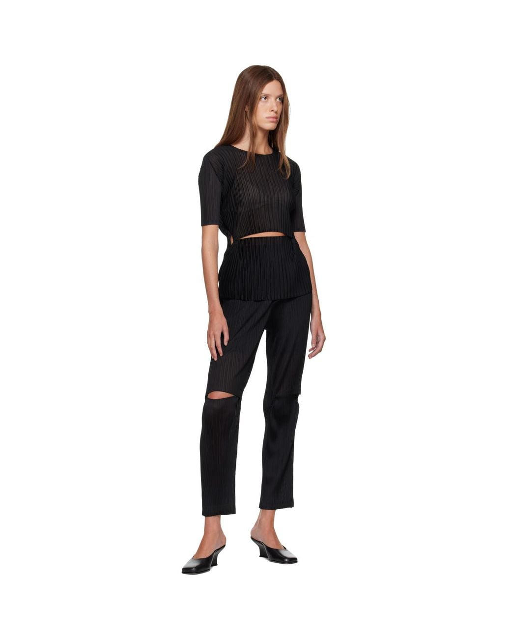 Issey Miyake Blue Sheer Split Pleats Trousers