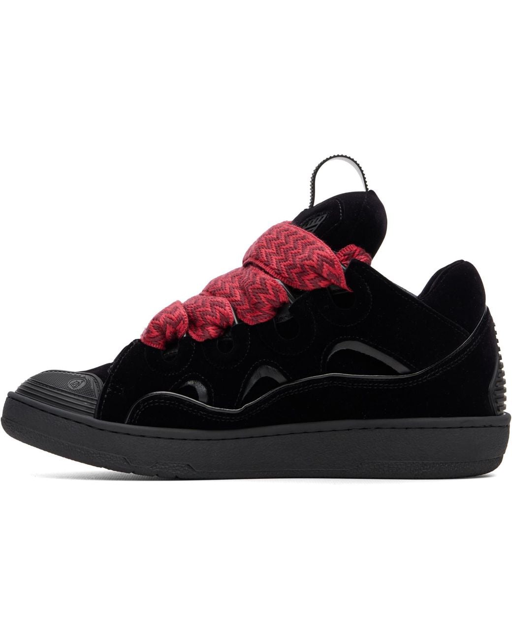 Lanvin Black Curb Velvet Sneakers for men