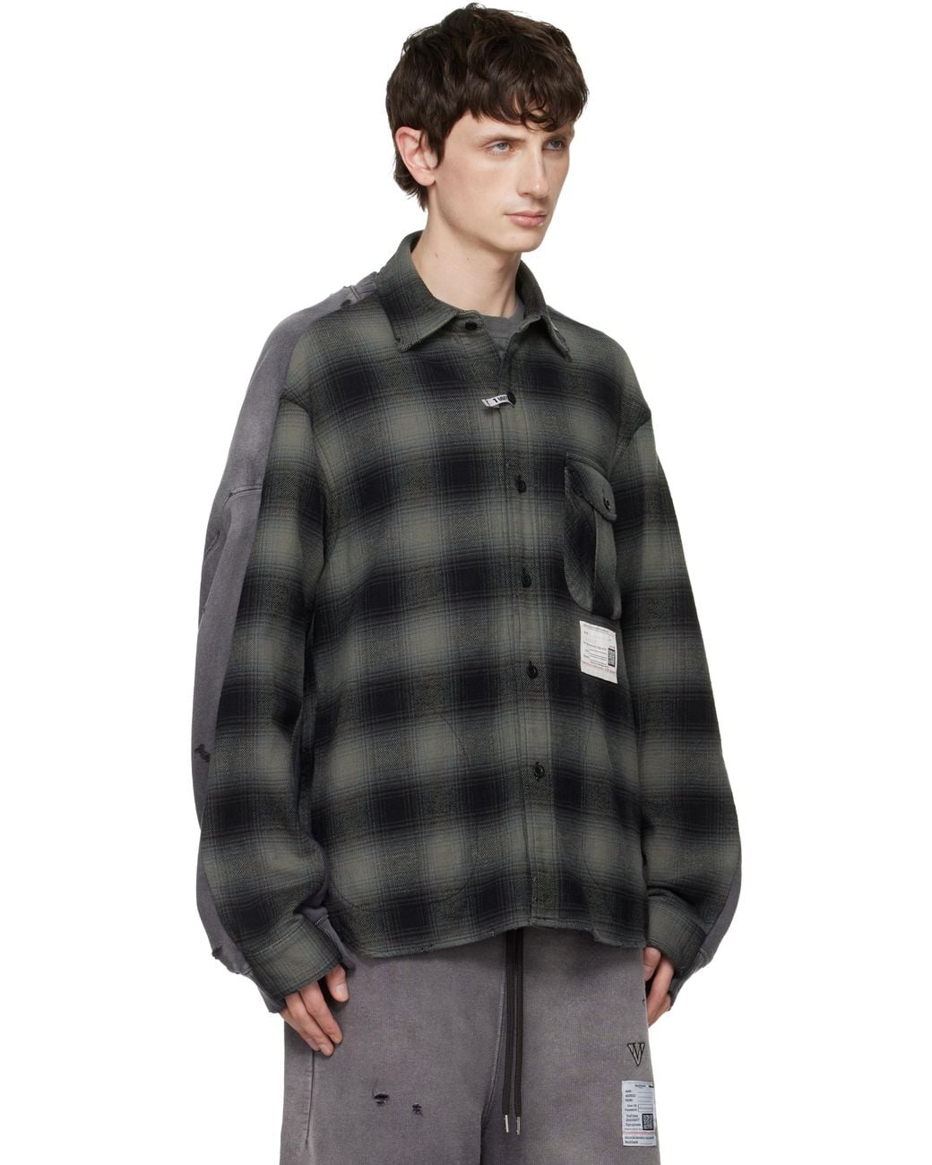 Maison Mihara Yasuhiro Black Front Back Combined Check Shirt for men