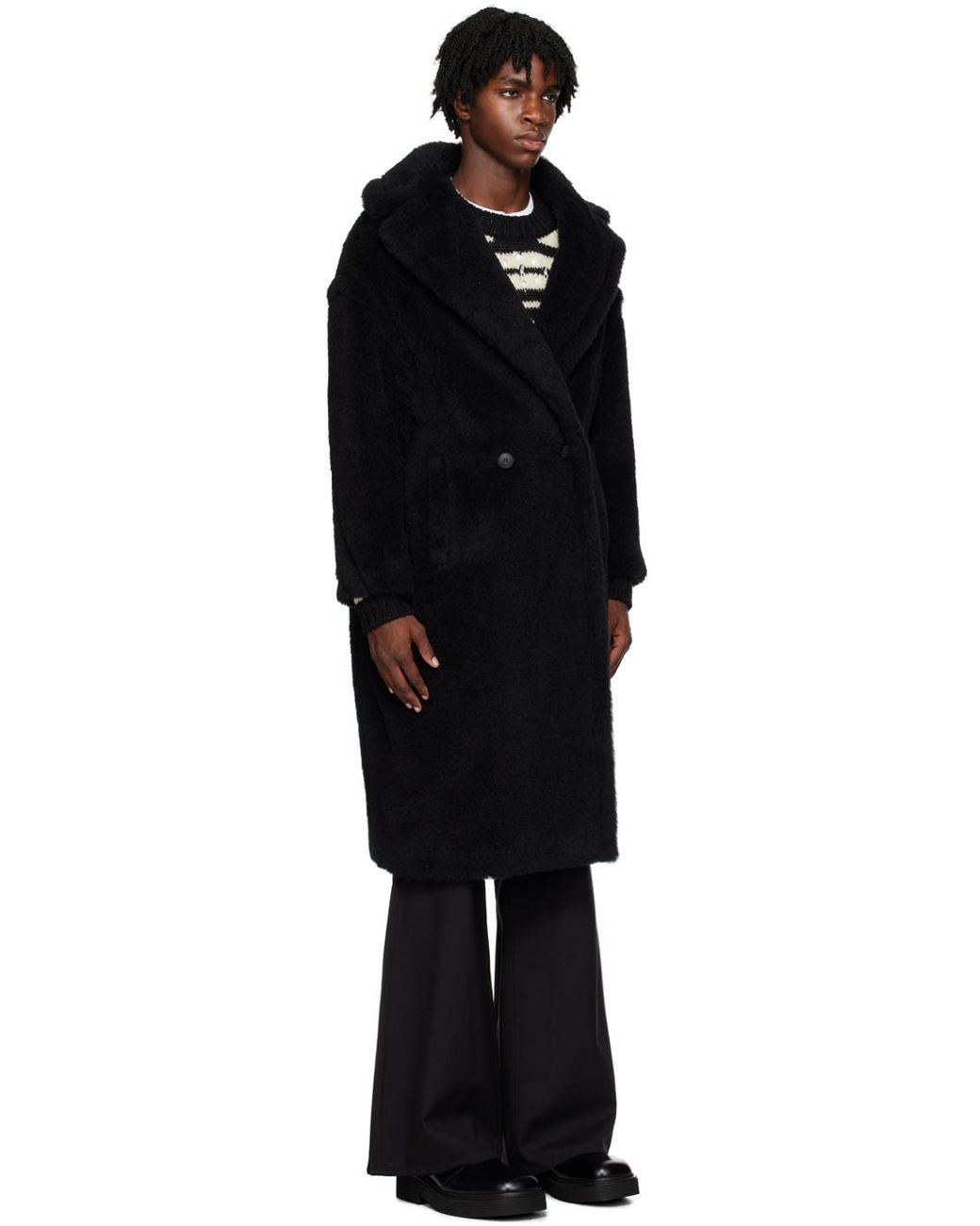 Max mara black top teddy bear coat