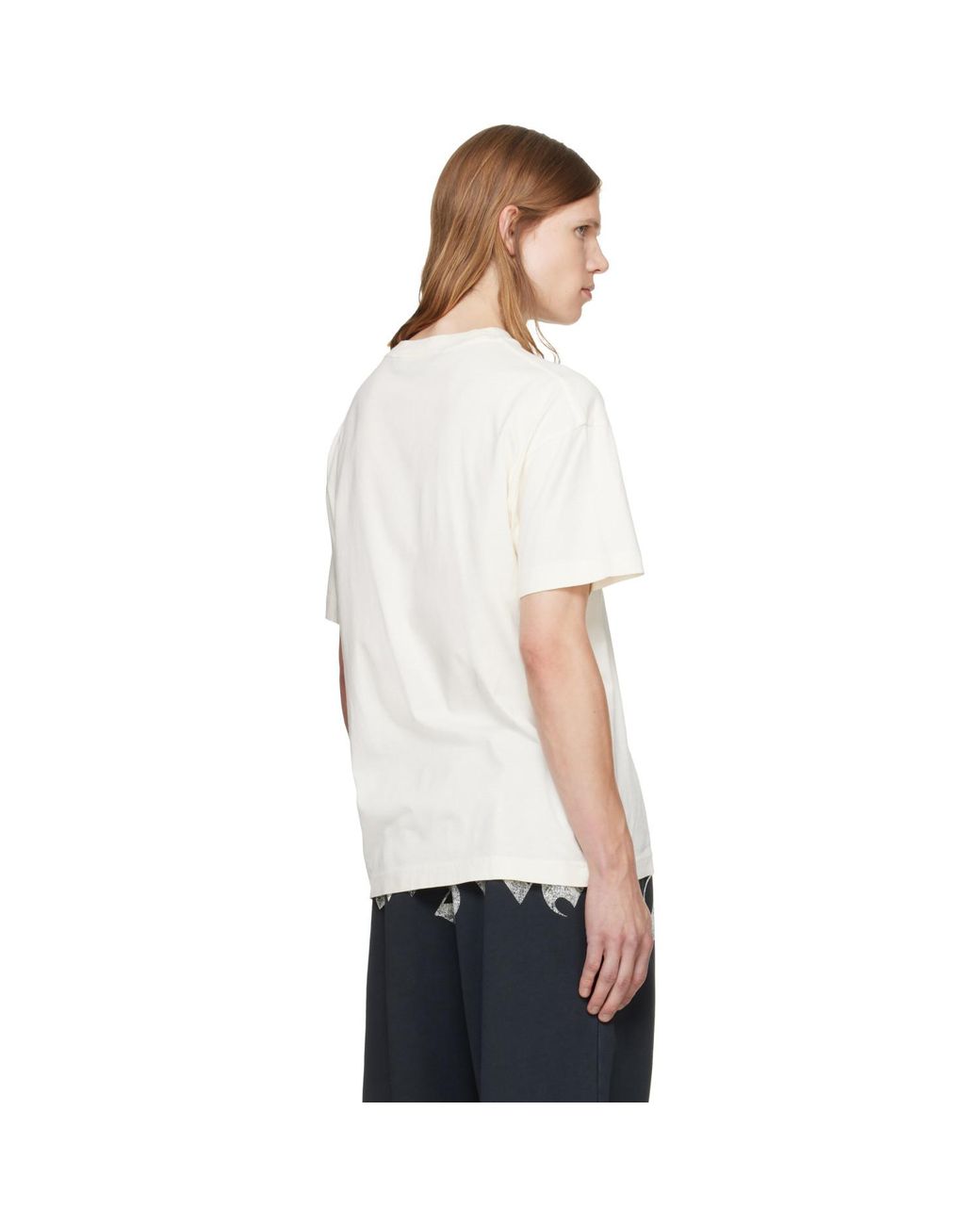 Palm Angels White Off- Neck Logo Regular T-Shirt for men