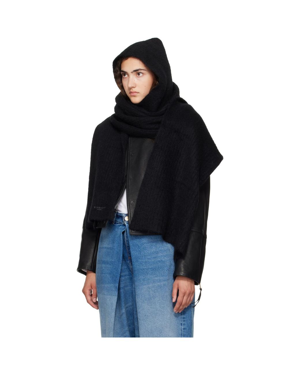 Givenchy Black Hooded Alpaca Scarf