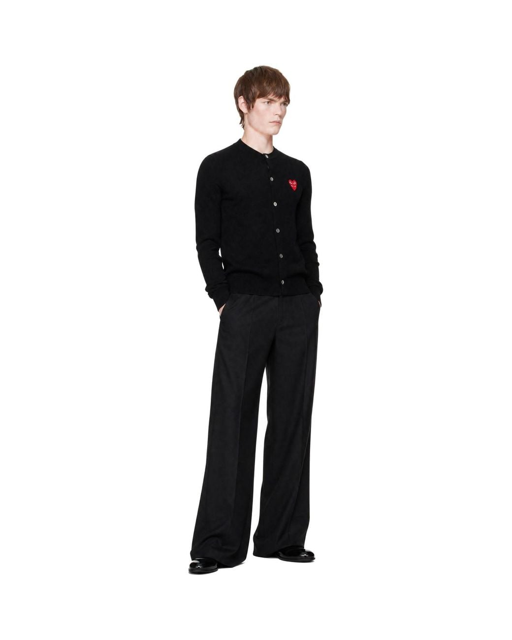 COMME DES GARÇONS PLAY Black Double Heart Cardigan for men