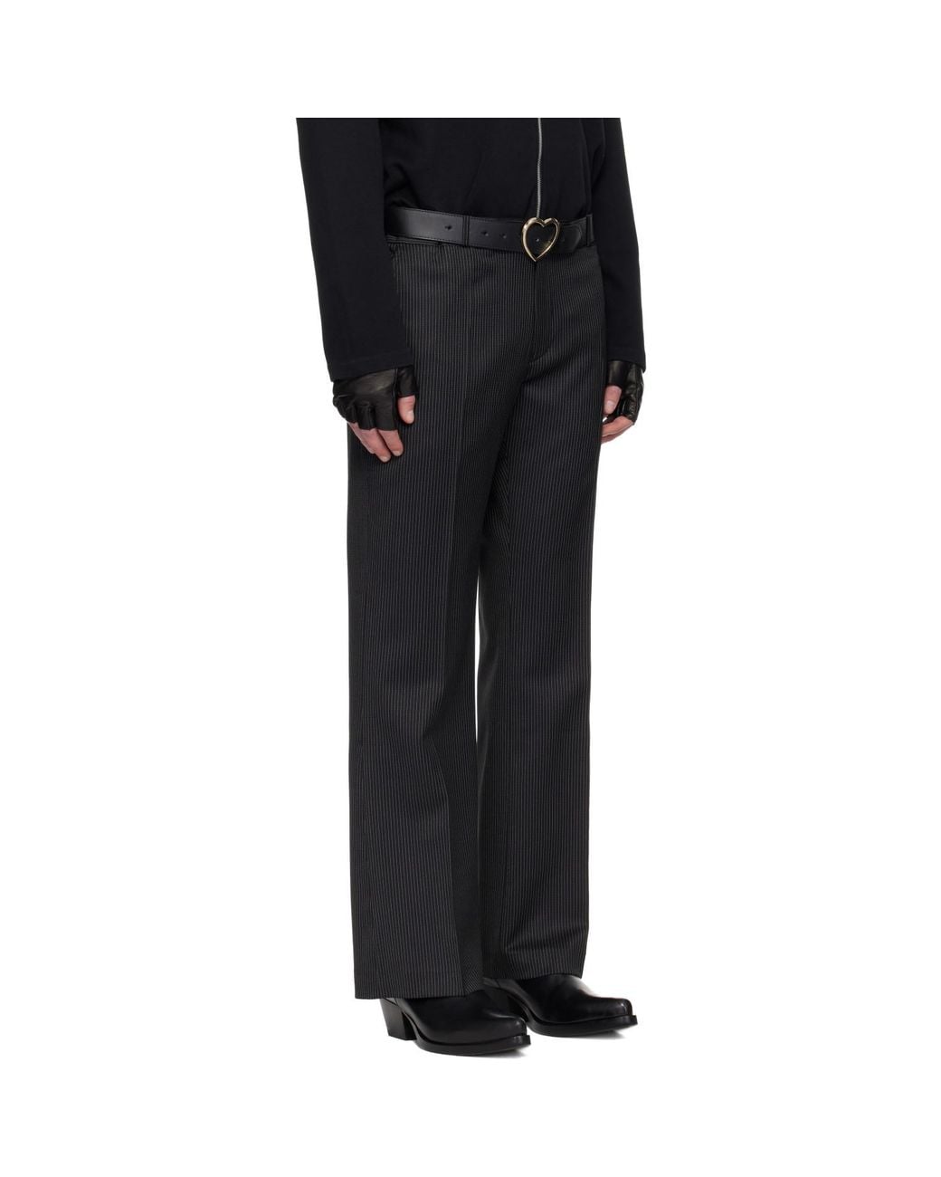 Ernest W. Baker Black Loose Fit Flare Trousers for men