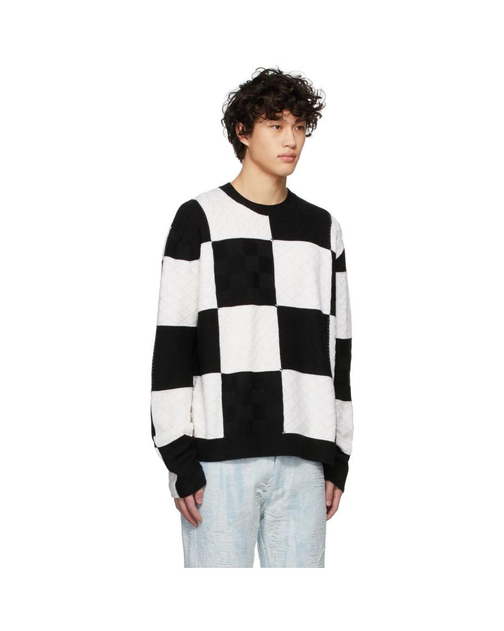 Ambush Black And White Checkered Knit Sweater for Men | Lyst
