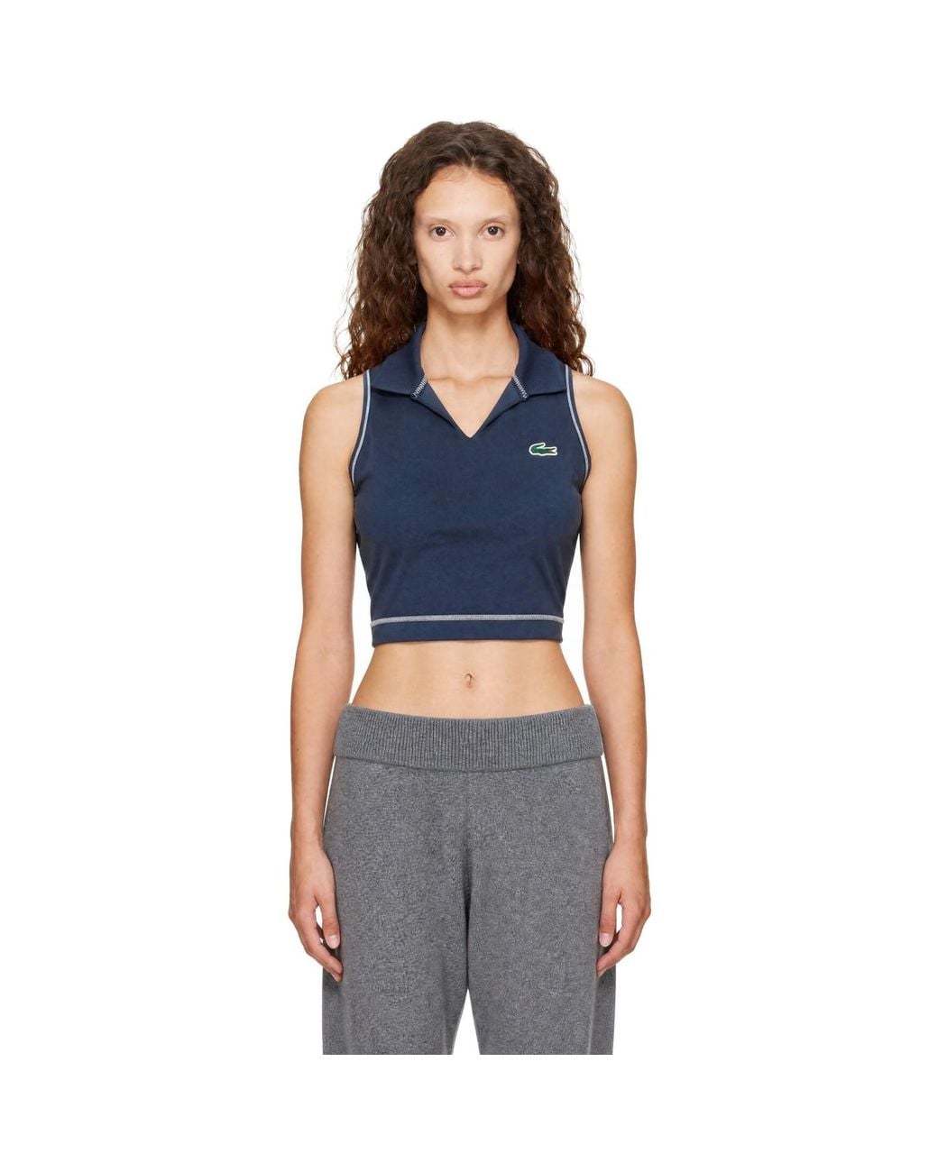 Lacoste Blue Polo Style Stretch Sports Bra