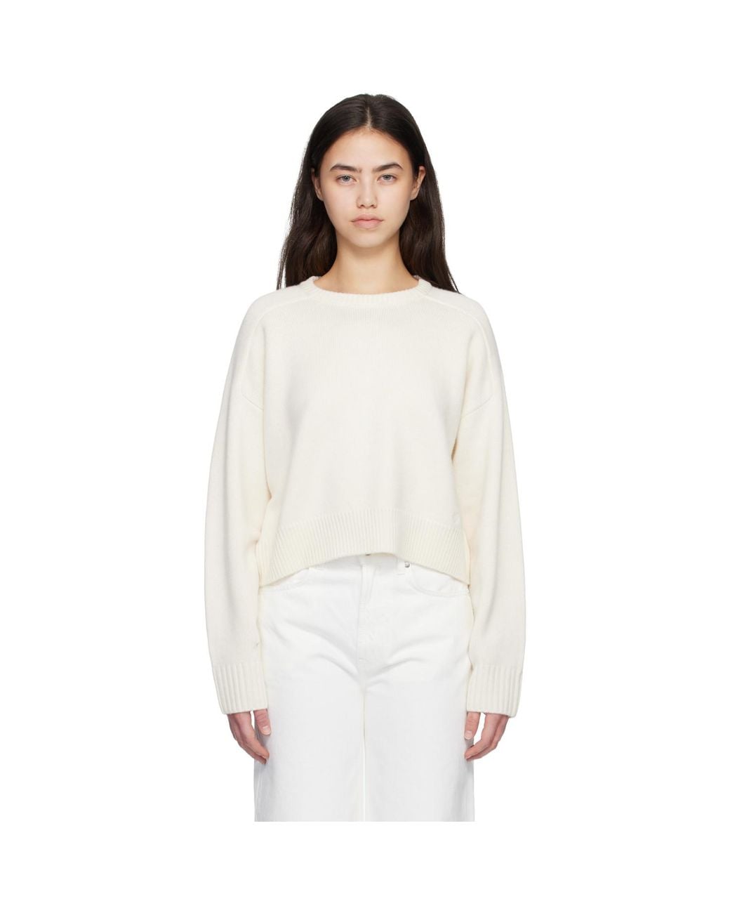 Loulou de Saison White Off- Bruzzi Lds Cropped Sweater