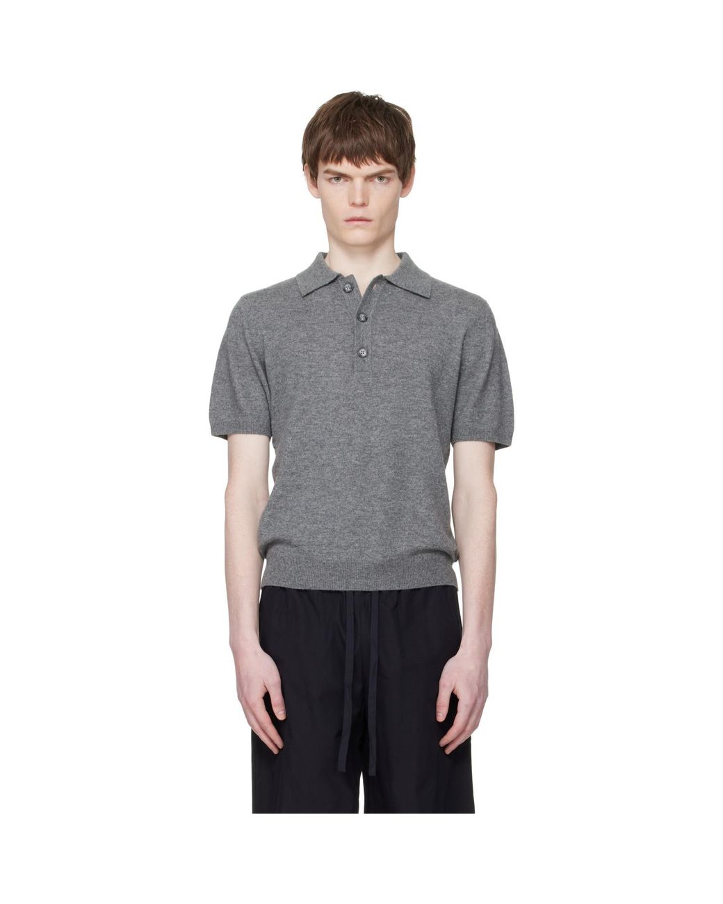Entire studios Gray Short Sleeve Knit Polo for men