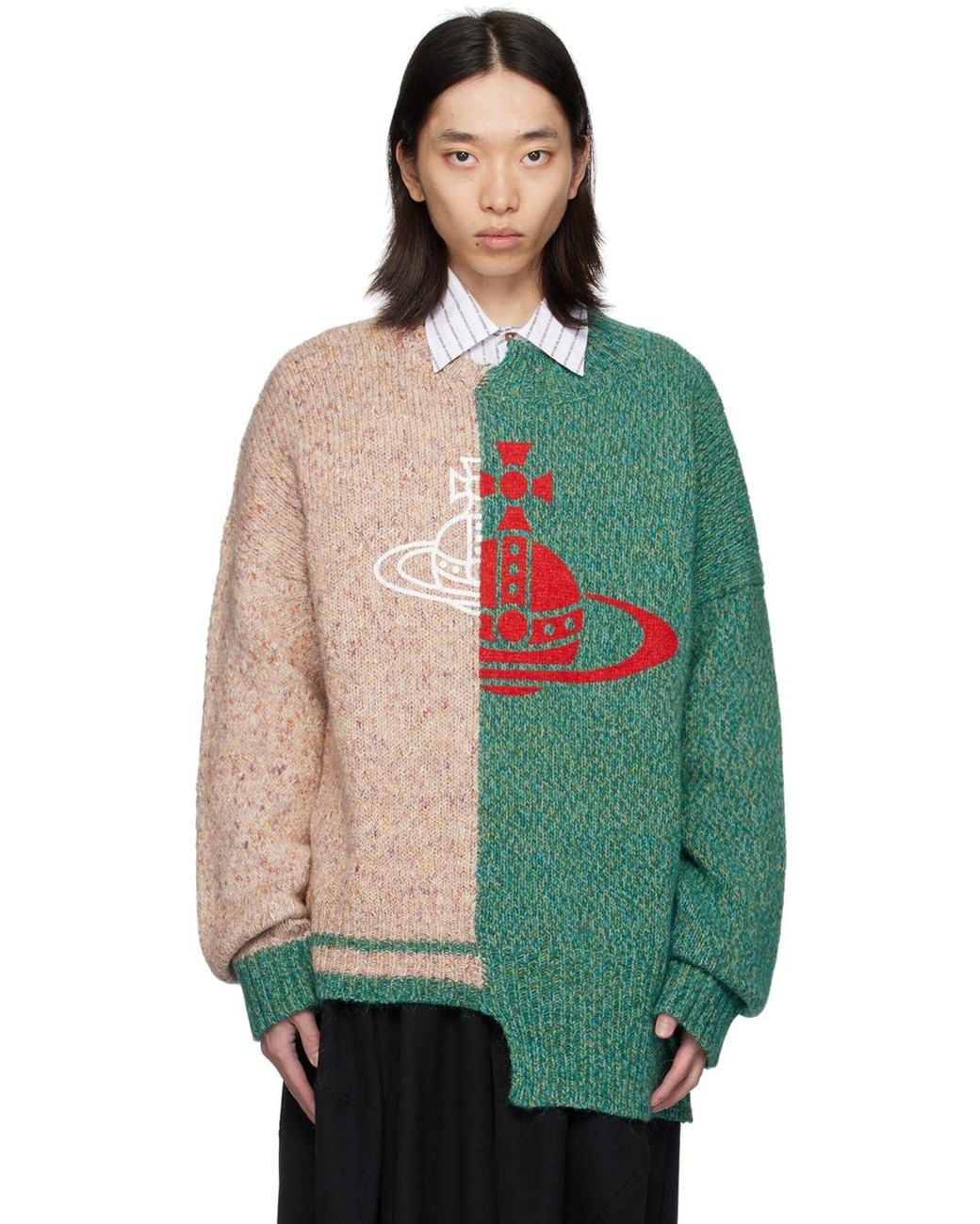 Vivienne Westwood Half & Half Sweater in Green for Men | Lyst