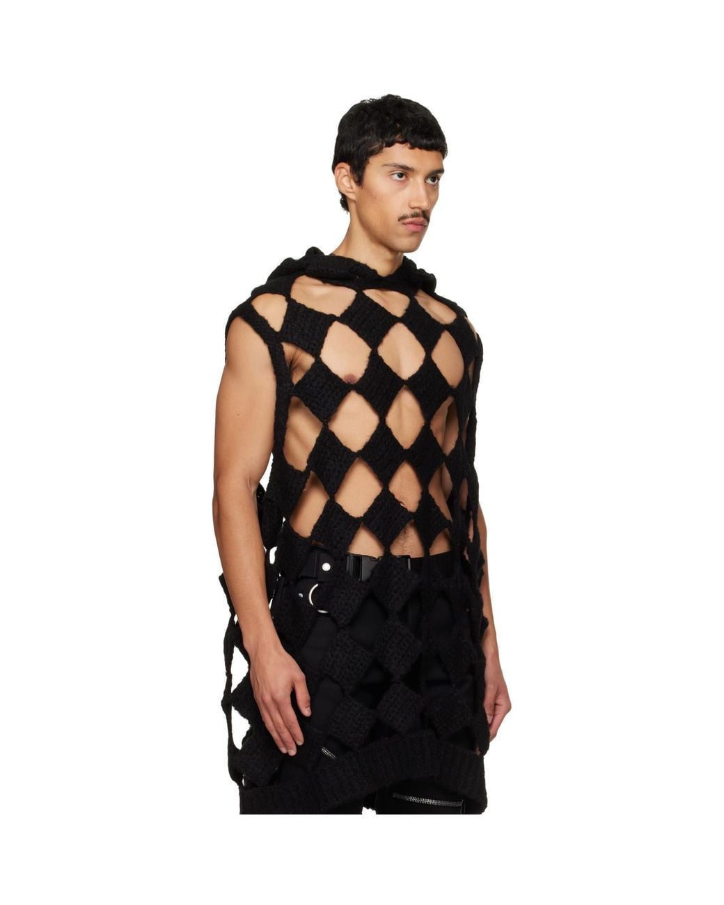Rick Owens Black Tower Sarutanya Hooded Tank Top for men