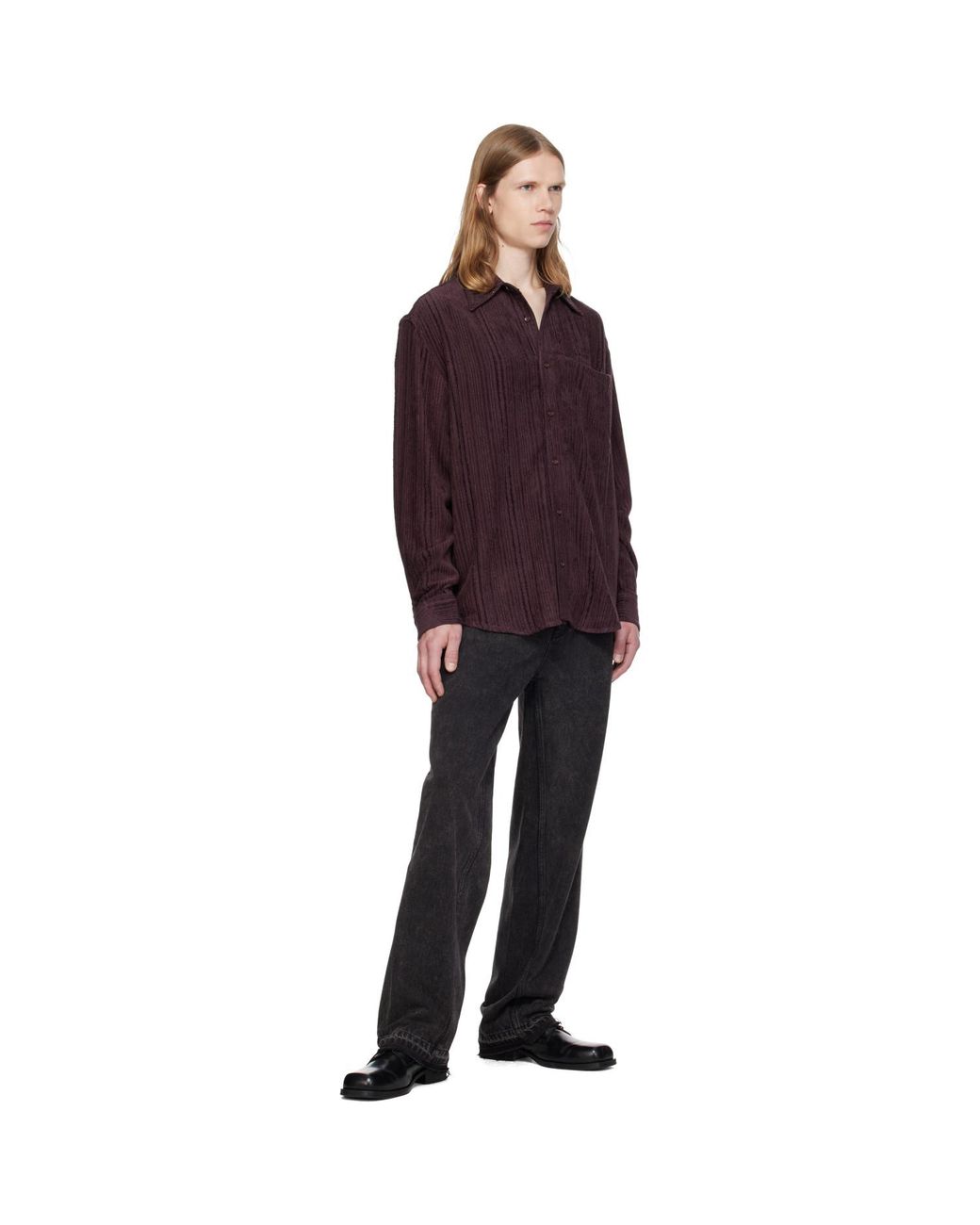 MMIC Purple Burgundy Drape Shirt for men