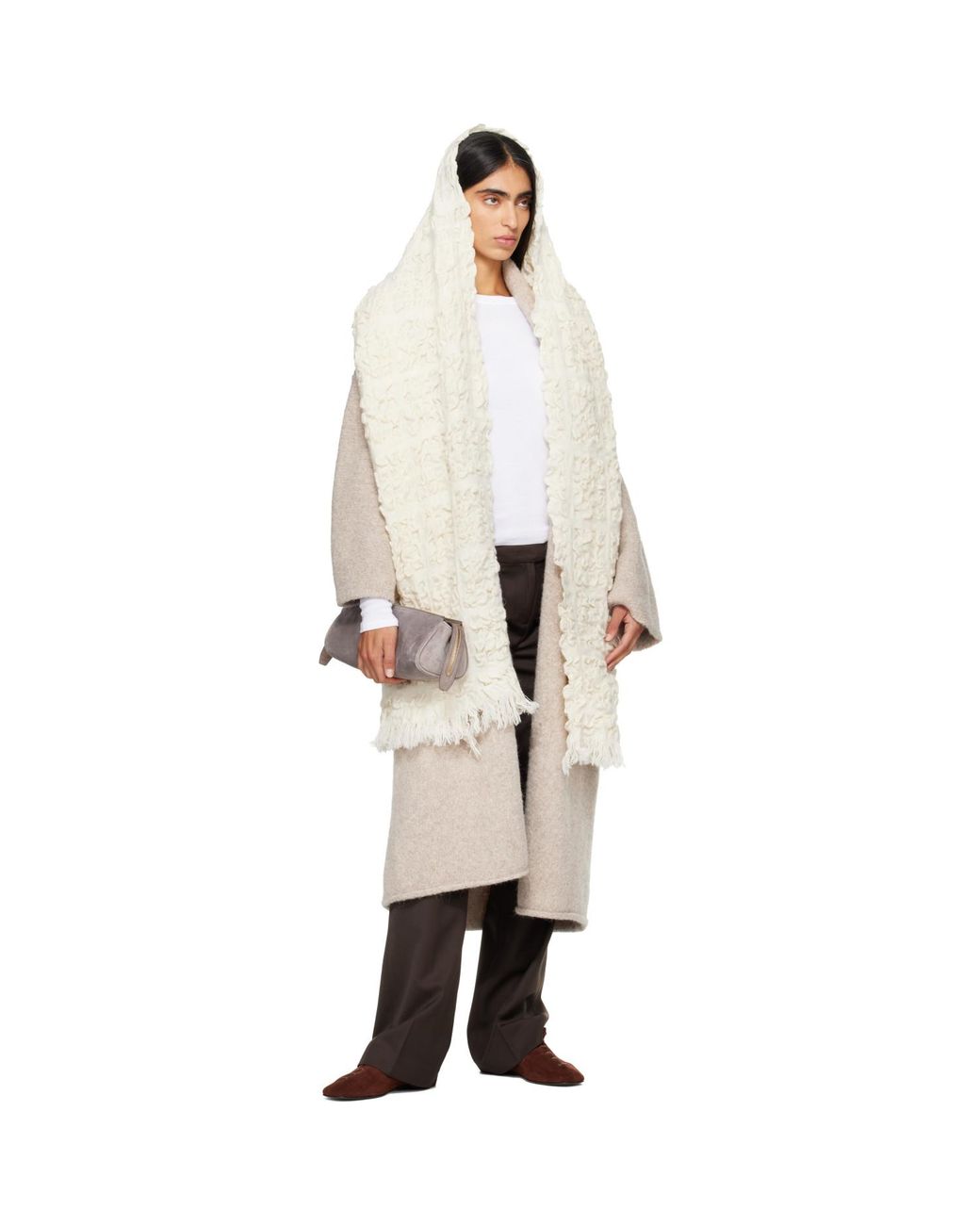 Lauren Manoogian Natural Off- Handwoven Crepe Wrap Scarf