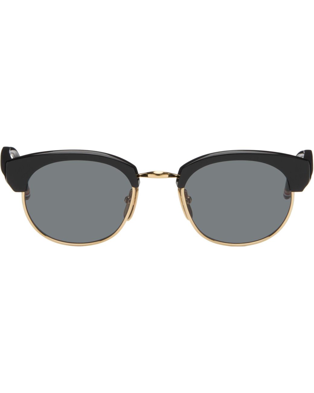 Thom Browne Gray Acetate & Titanium Oval Sunglasses for men