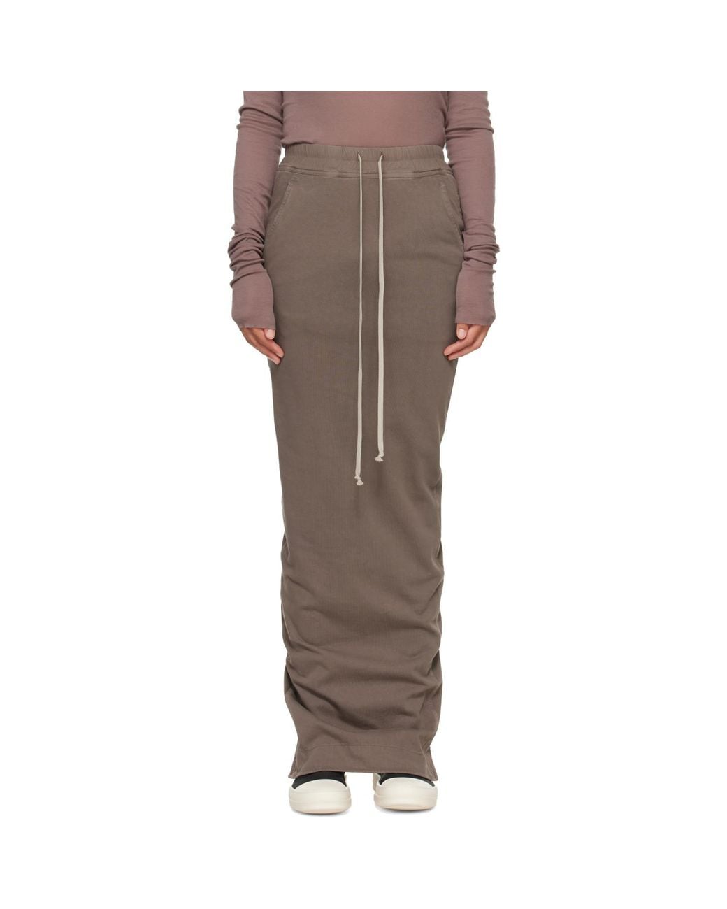 Rick Owens Brown Tower Pull On Pillar Maxi Skirt