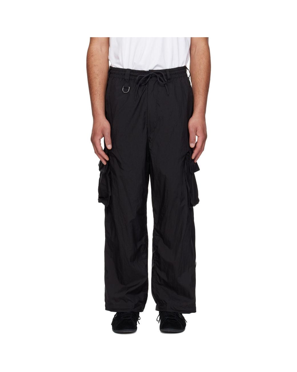 Y-3 Black Nylon Wi 3 Stripes Cargo Pants for men