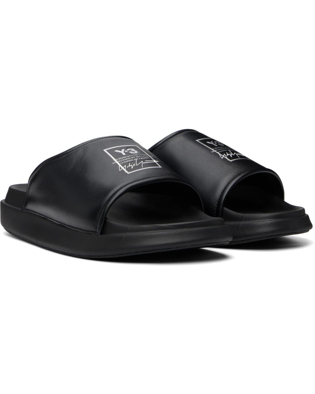 Y-3 Black Slides for men