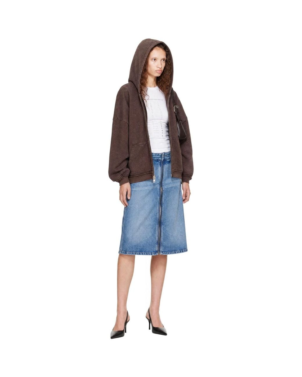 Alexander Wang Brown Crystal Hotfix Zip-Up Hoodie