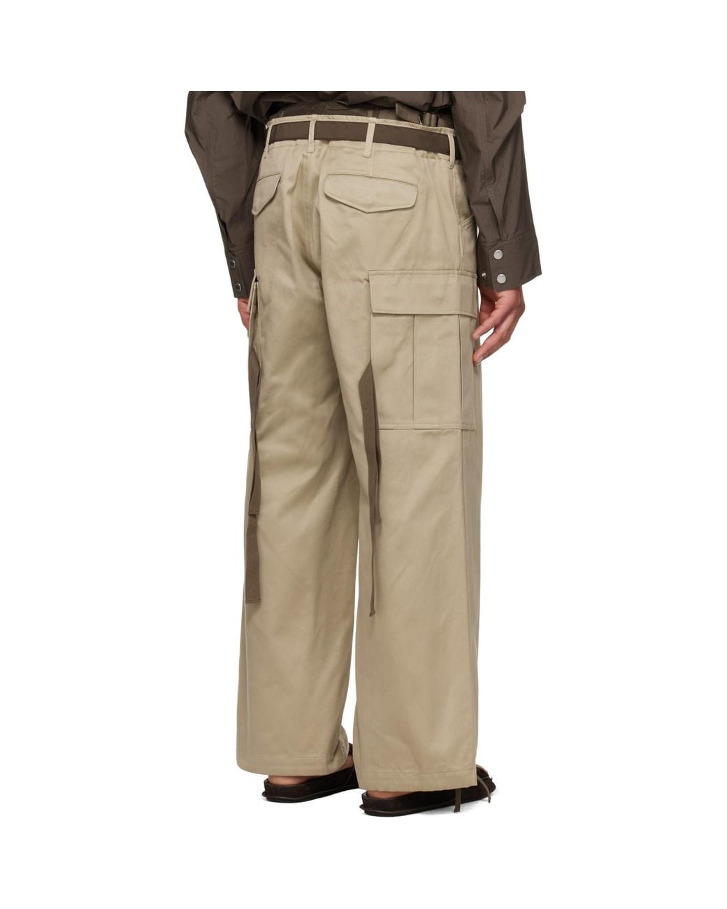 Sacai Tan Cotton Chino X Nylon Twill Cargo Pants in Natural for