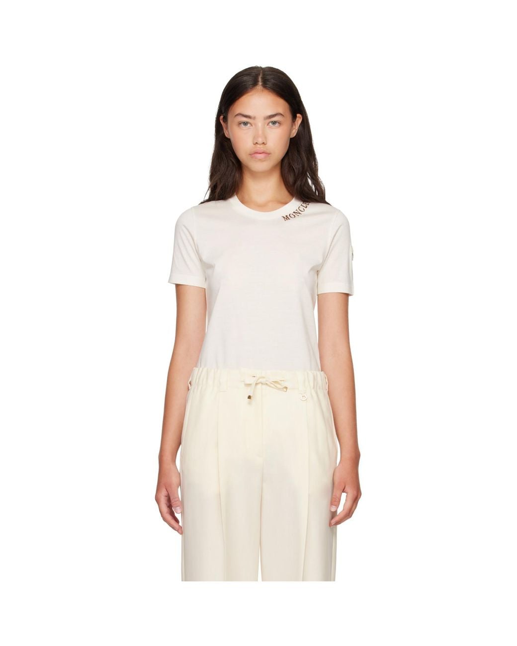 Moncler White Off- S/S Jersey T-Shirt