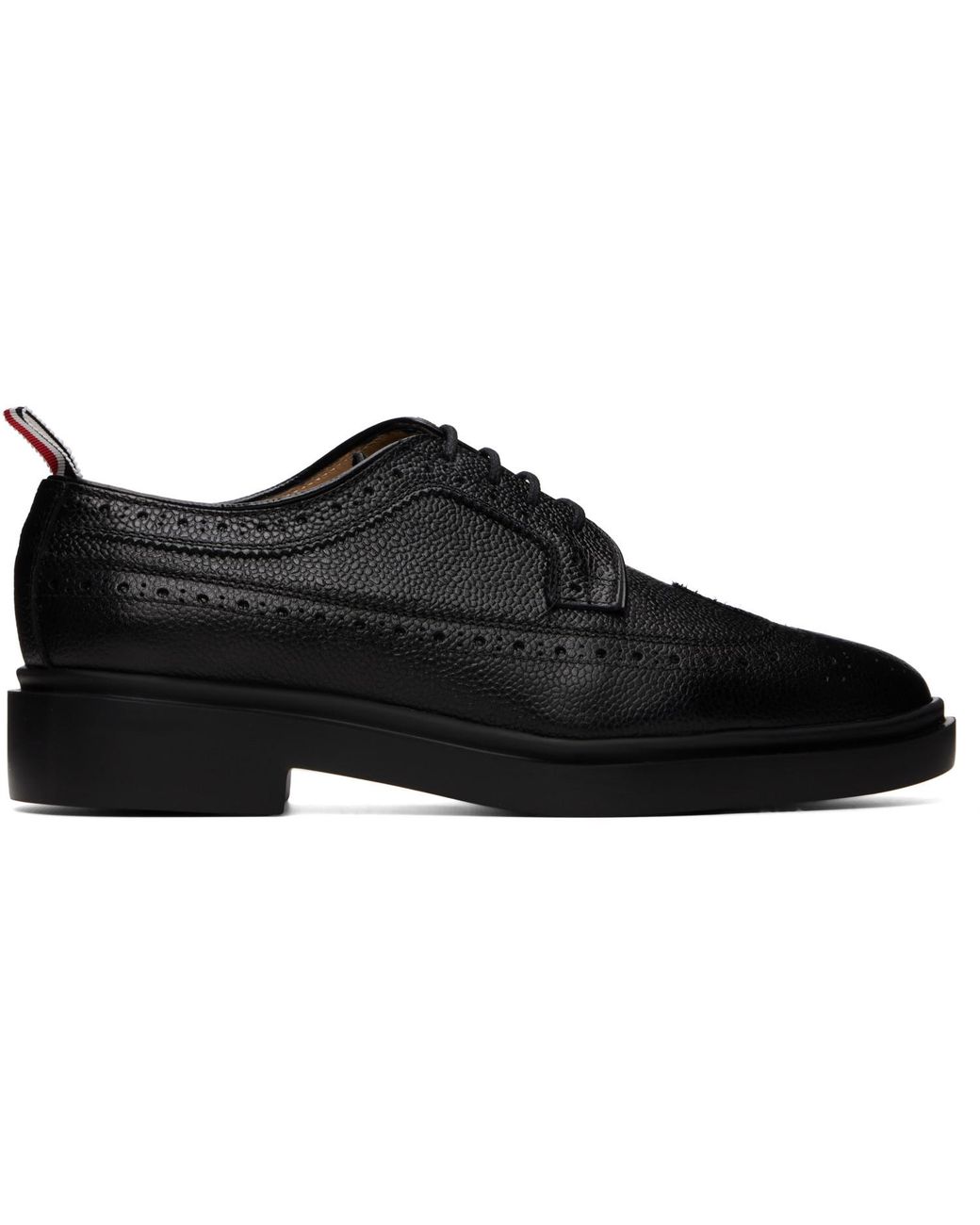 Thom Browne Black Pebble Grain Lightweight Classic Longwing Brogues