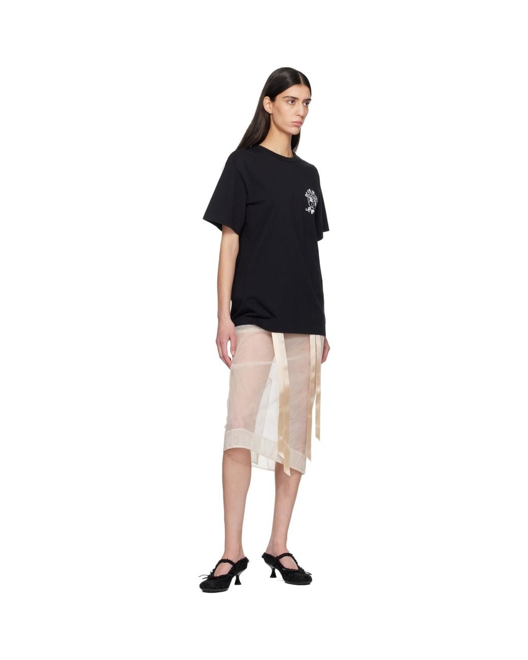 Simone Rocha Black Dim Sum Logo Print T-Shirt