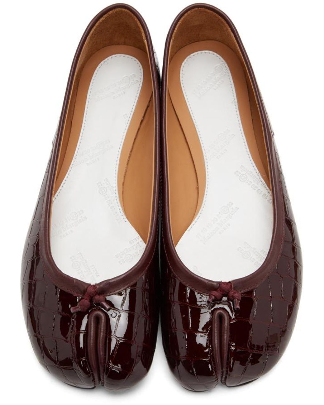 Maison Margiela Burgundy Croc Tabi Ballerina Flats in Brown | Lyst Canada