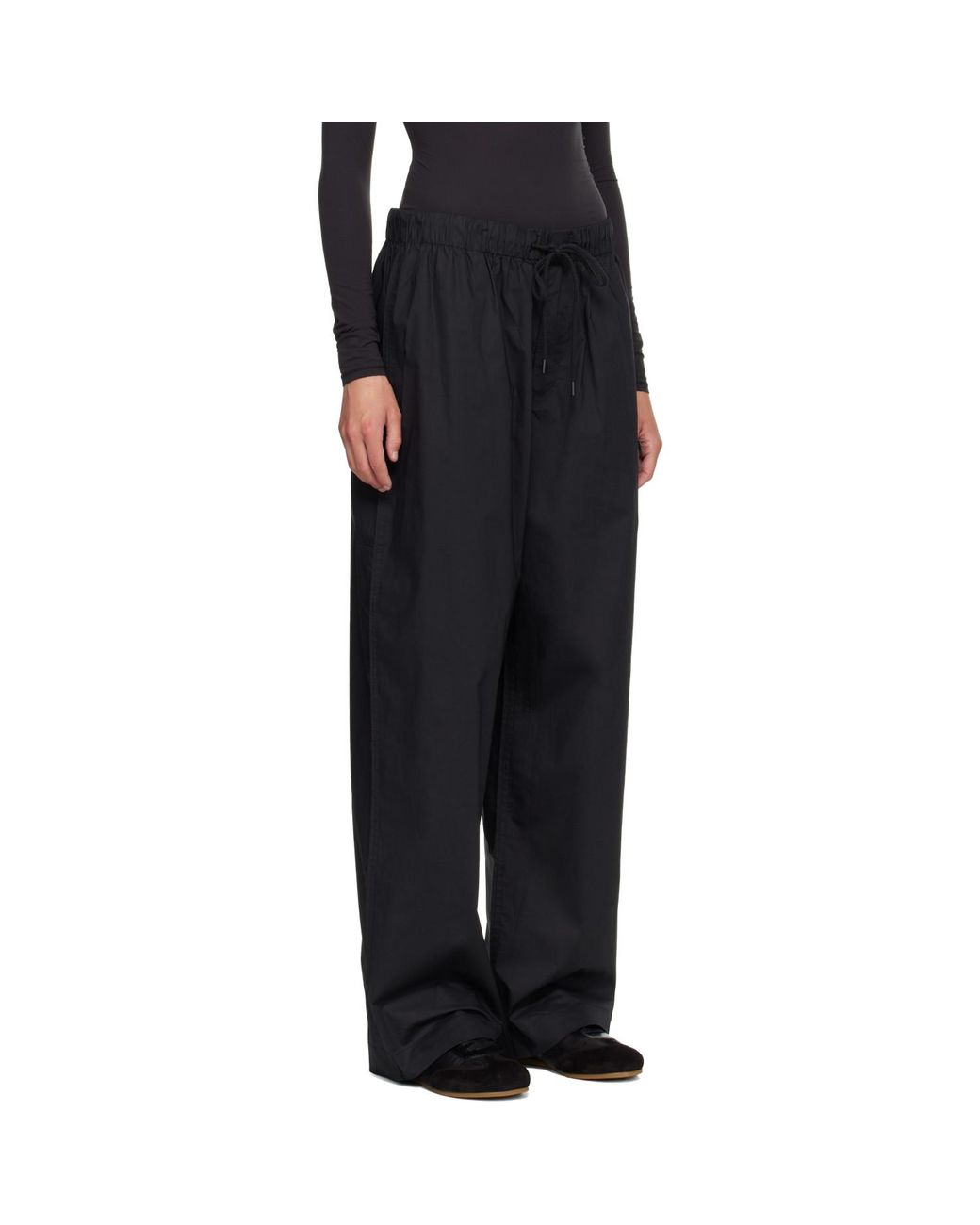 Skims Black Woven Cotton Oversized Straight Leg Lounge Pants