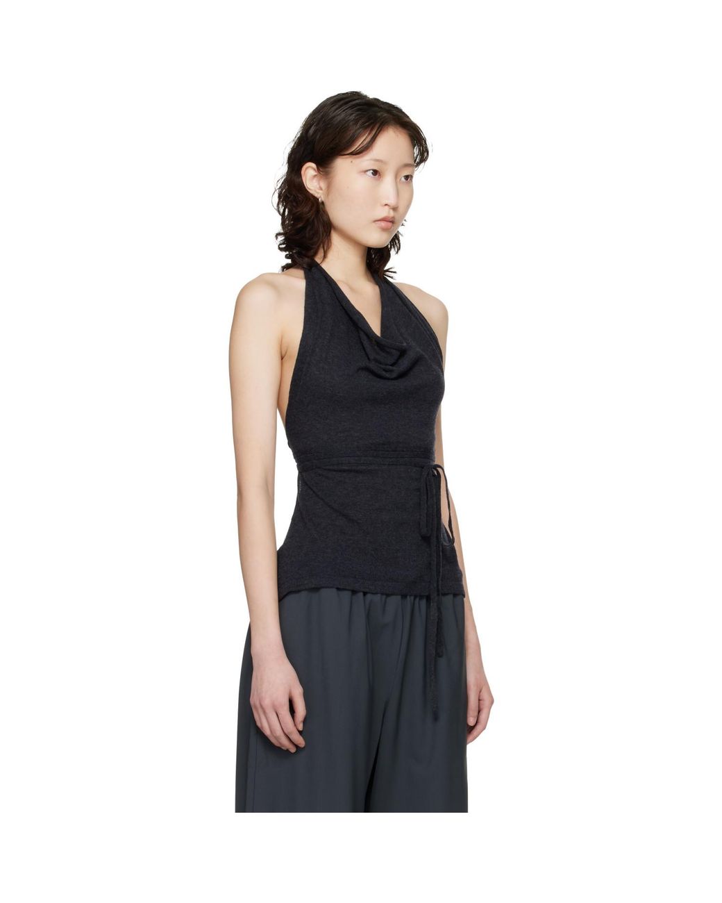 Cordera Black Merino Wool Tie Top