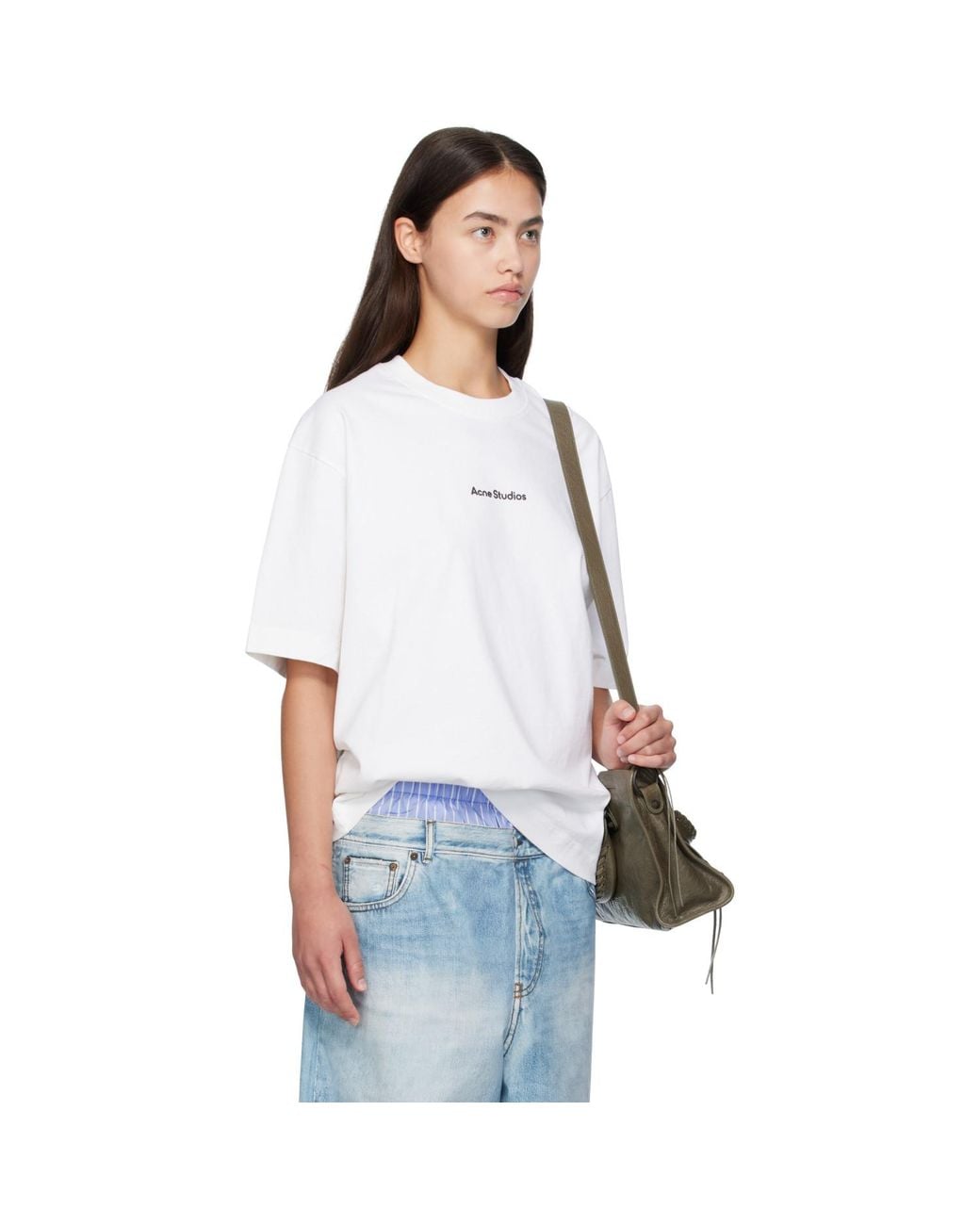 Acne White Stamp Logo T-Shirt