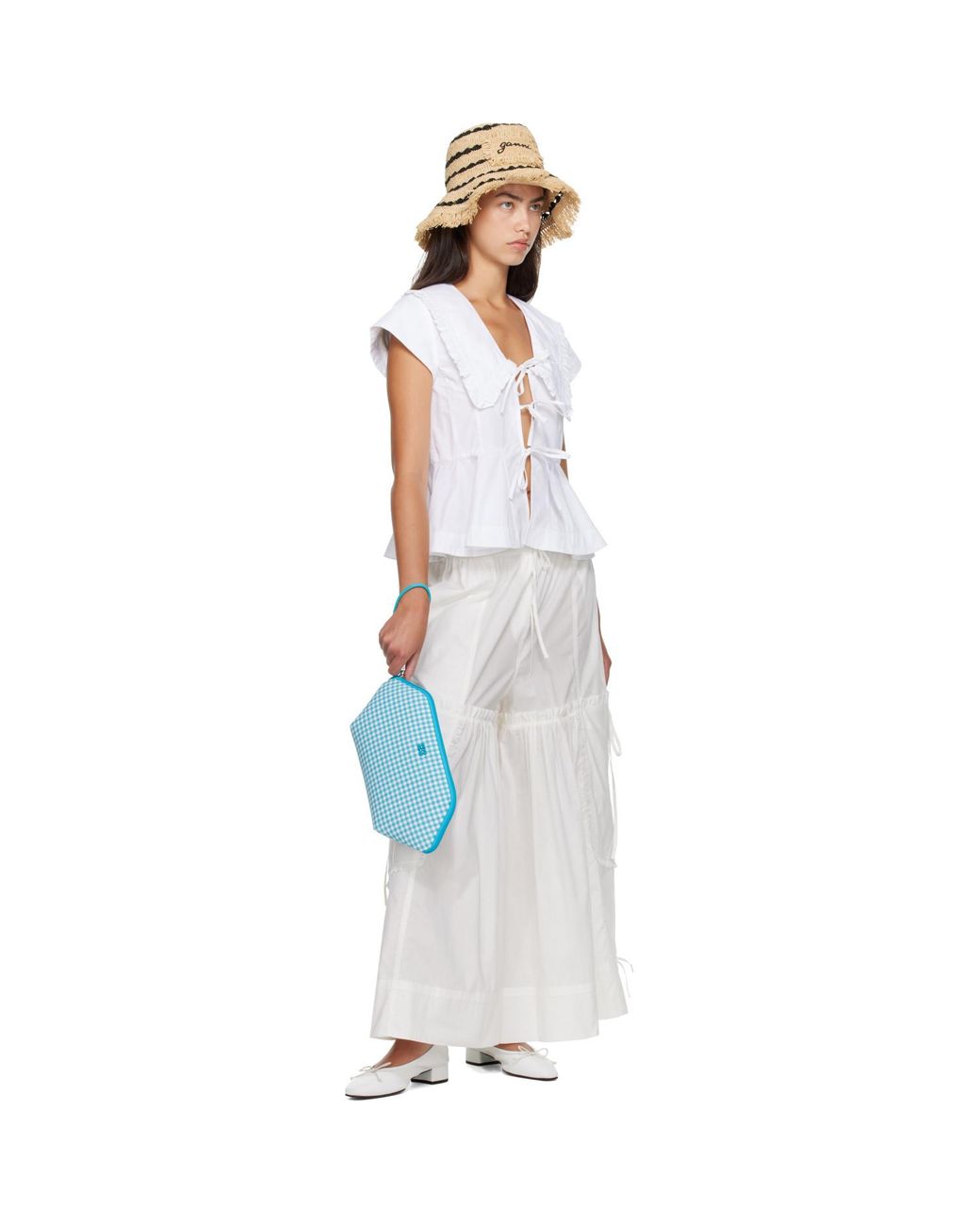 Ganni White Cotton Trousers