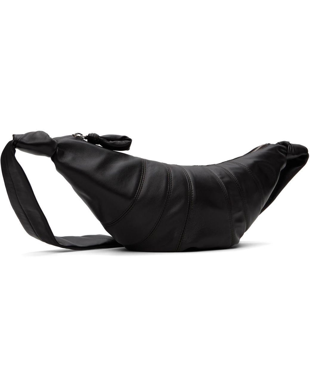 Lemaire Black Medium Croissant Leather Bag for men