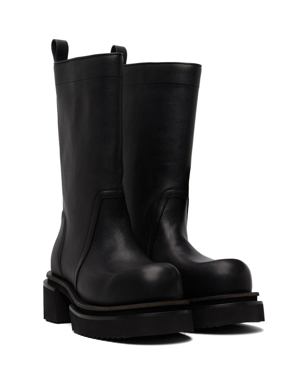 Rick Owens Black Temple Calf Pull On Bogun Boots for men