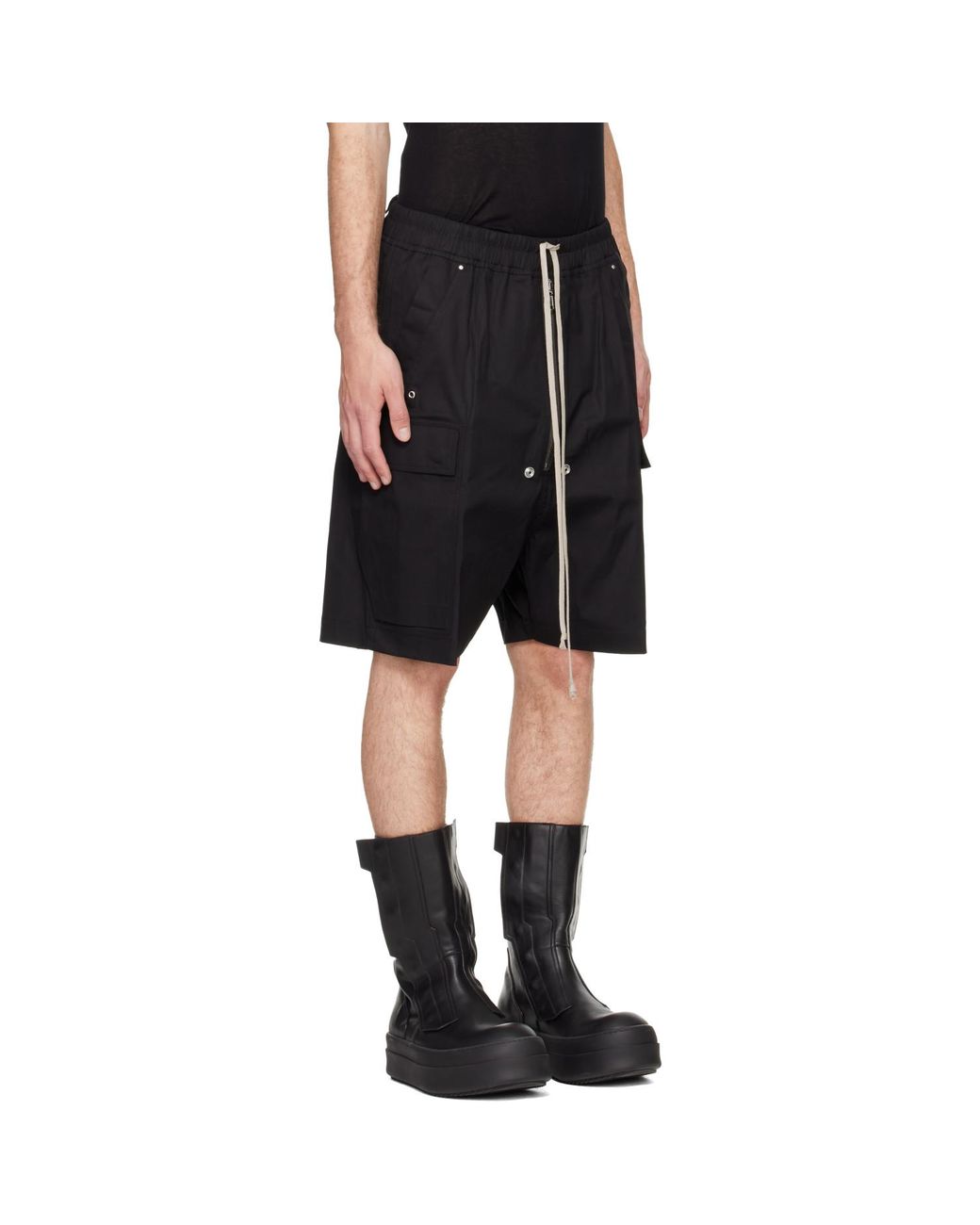 Rick Owens Black Tower Cargobela Cargo Shorts for men