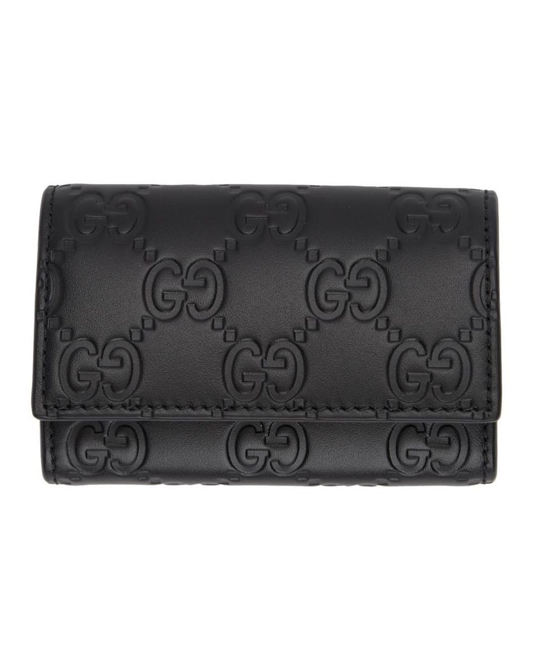 Gucci Leather Black Signature Key Case for Men Lyst