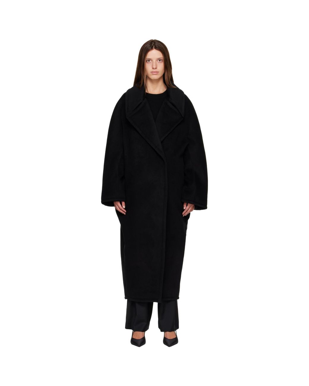 R2W Black Treho Double Breasted Coat
