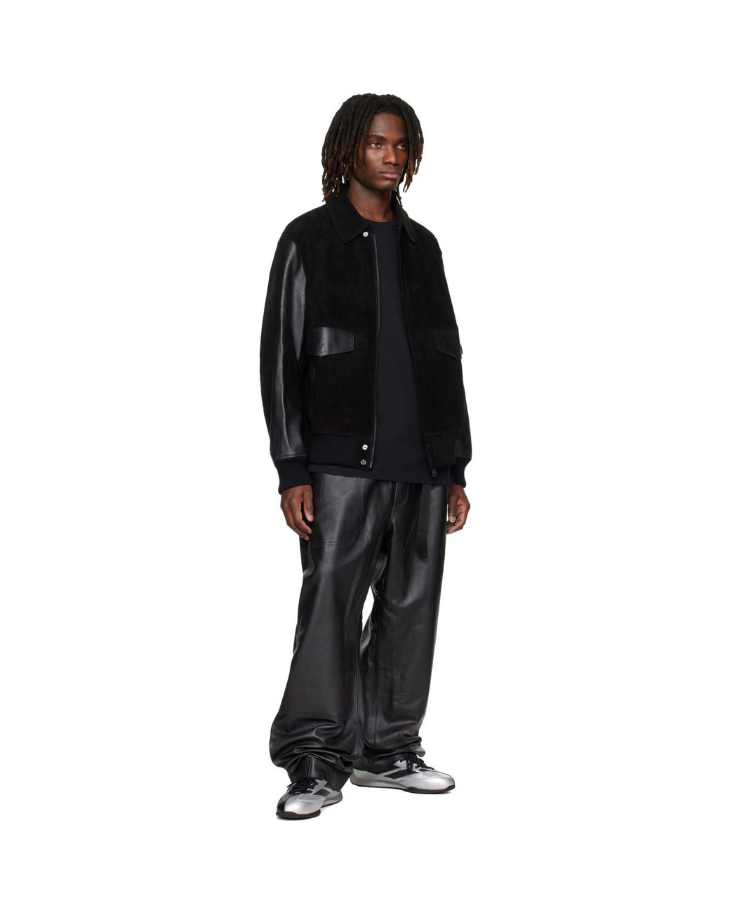 Y-3 Black Mercedes-Amg F1 Edition Racing Leather Jacket for men