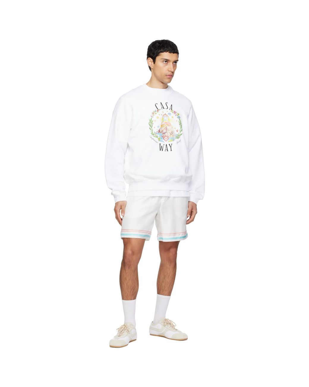 Casablanca White Dance Joy Silk Shorts for men
