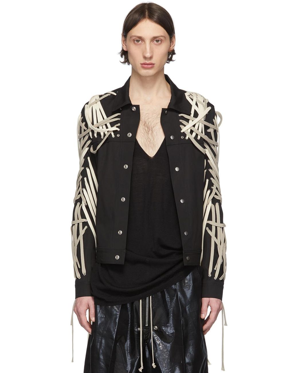 メンズ Rick Owens ブラック メガ レース ワーカー ジャケット