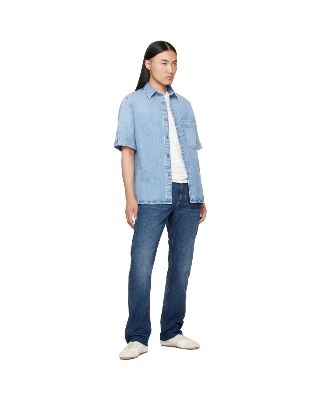 Givenchy Blue Couture Seam Denim Shirt for men