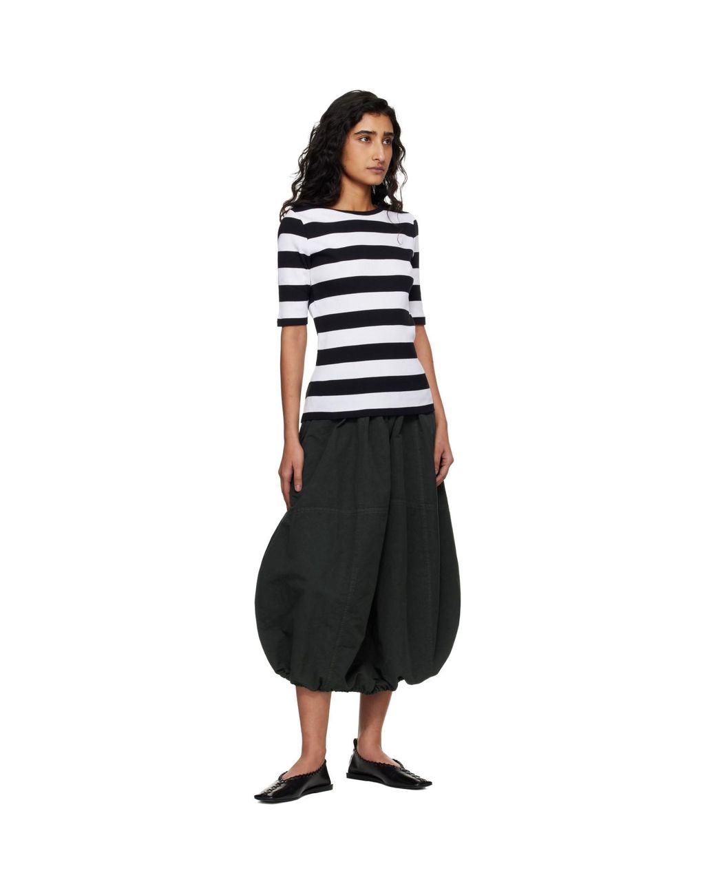 YMC Black Khaki Parachute Midi Skirt
