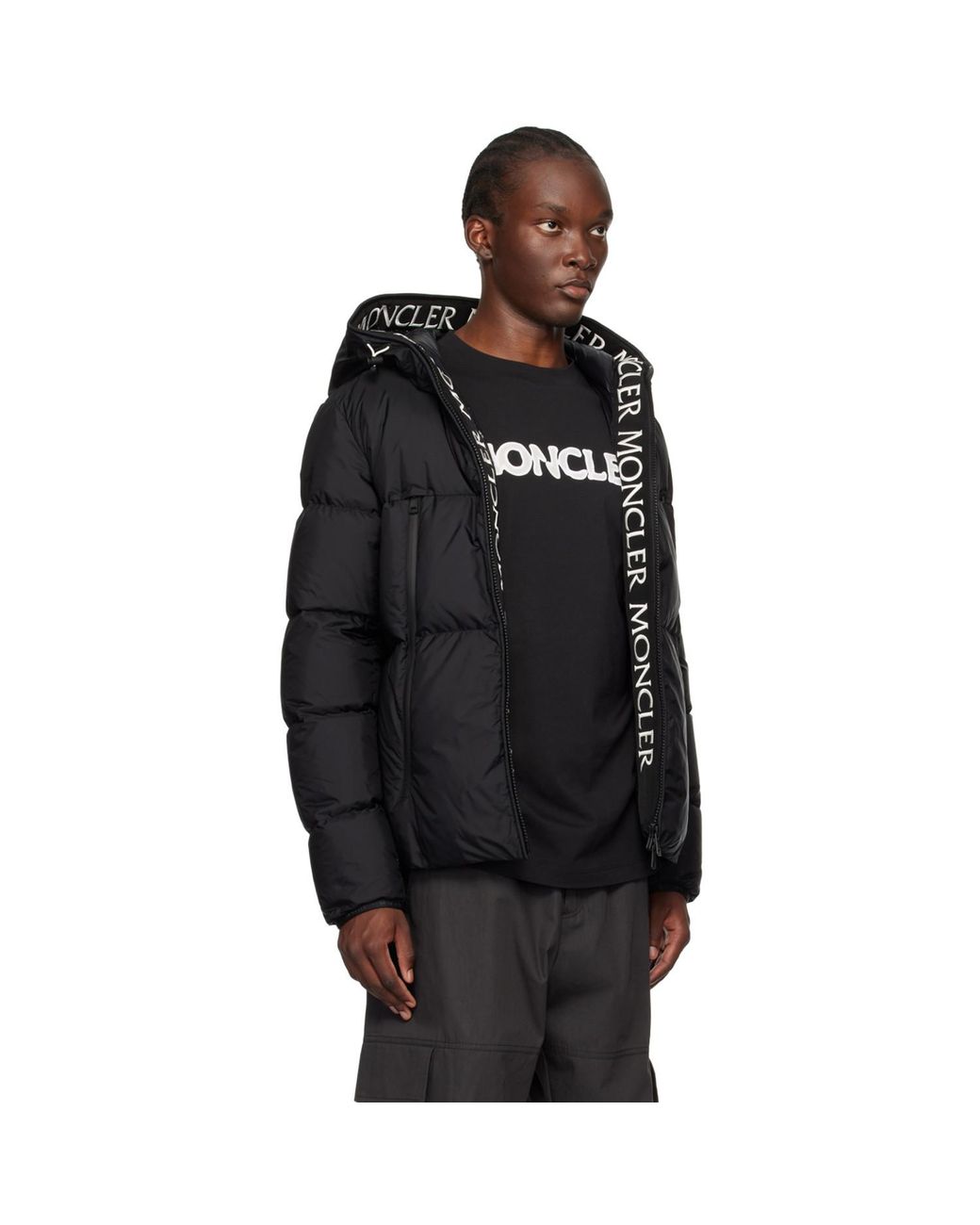 Moncler Black Montcla Paneled Hooded Jacket for men