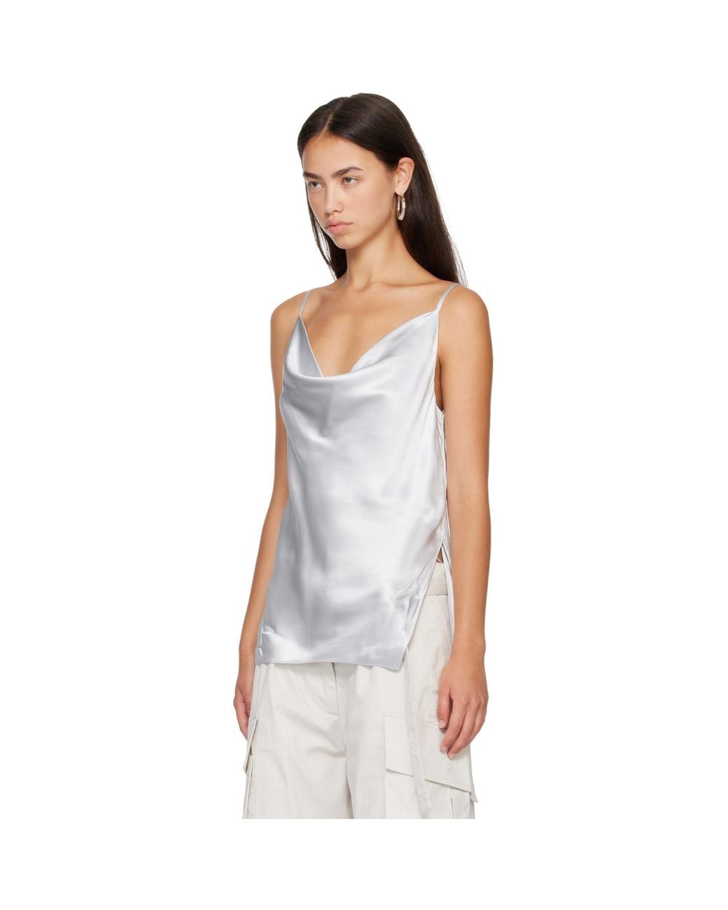 Acne Blue Shiny Satin Top