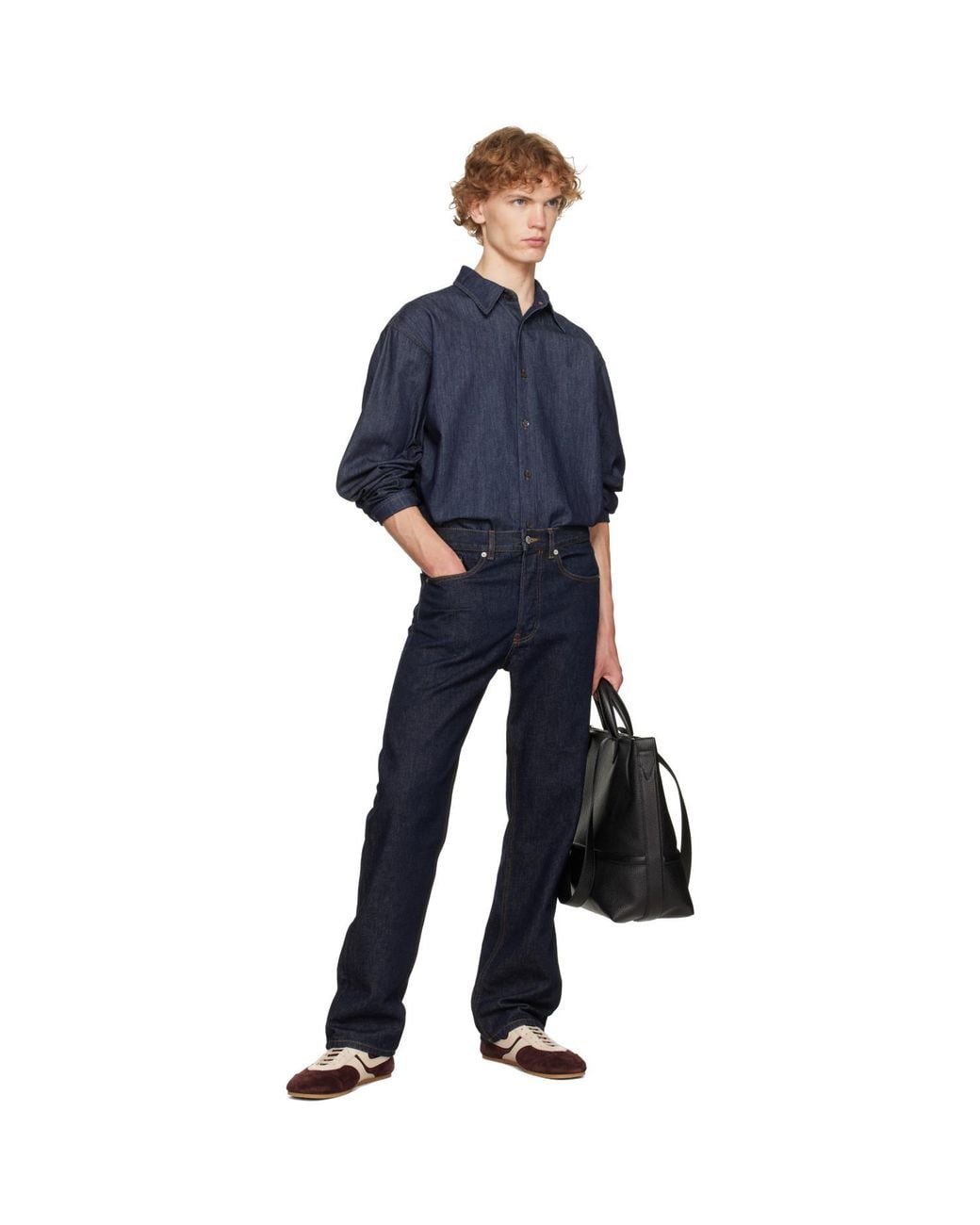 Dries Van Noten Blue Loose Denim Shirt for men
