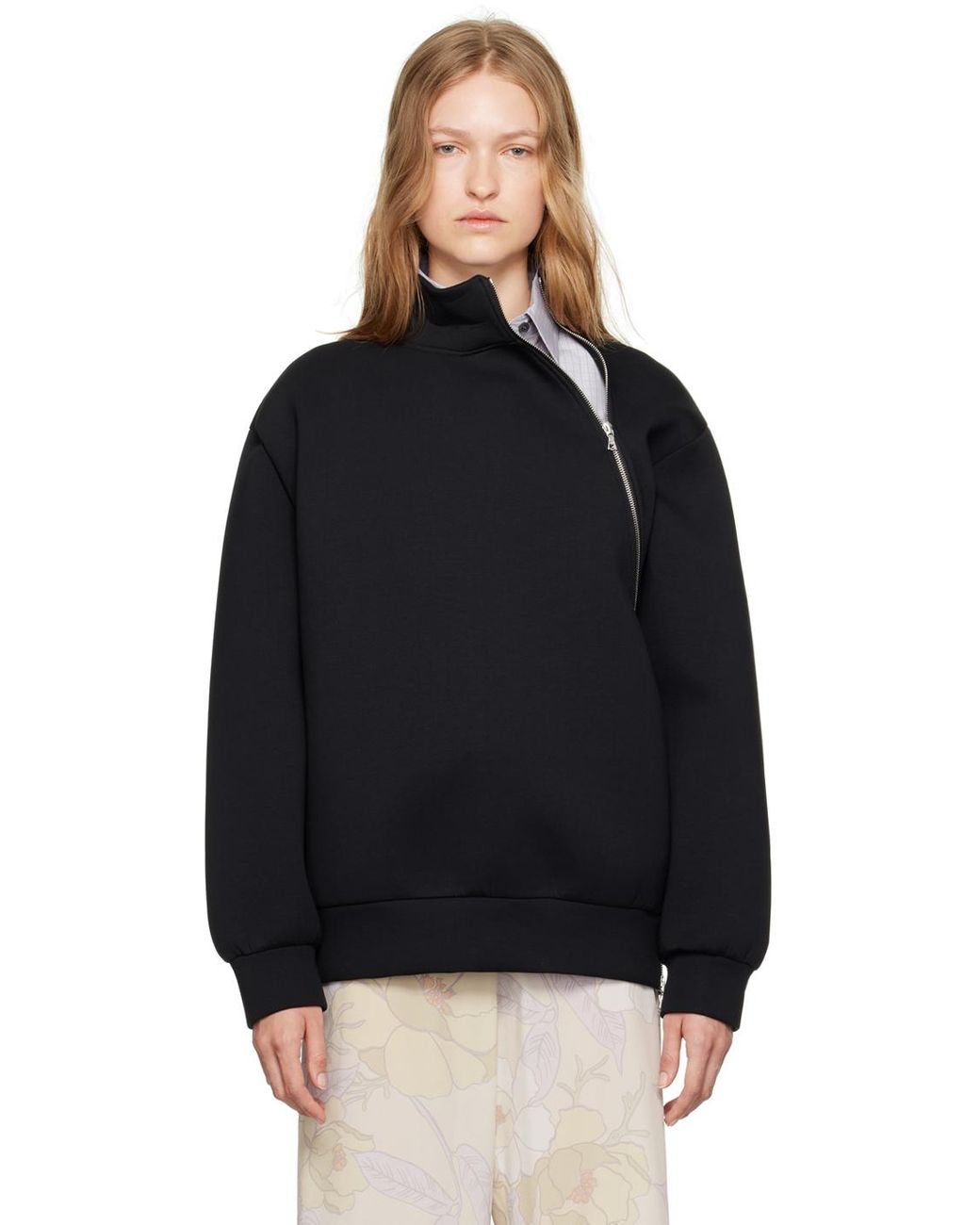 DRIES VAN NOTEN アシンメトリージッパースウェットシャツ　XS dries-van-noten-900-BLACK-