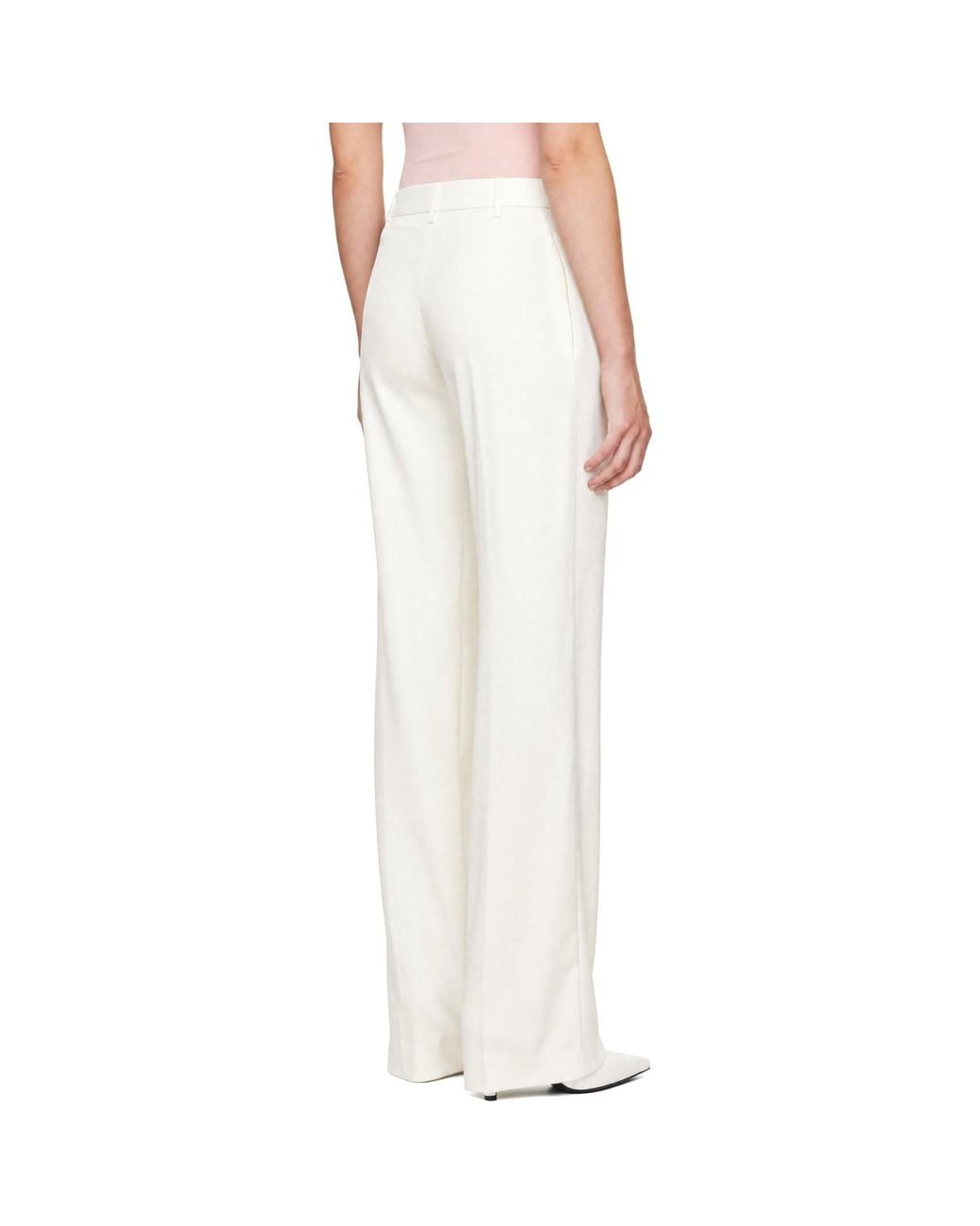 Victoria Beckham White Relaxed Curved Leg Trousers