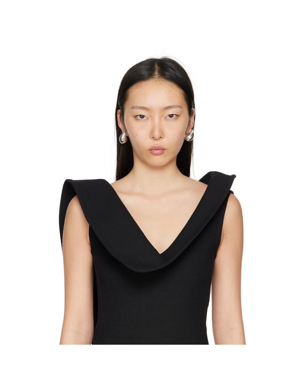 Bottega Veneta Black Large Drop Sterling-silver Earrings