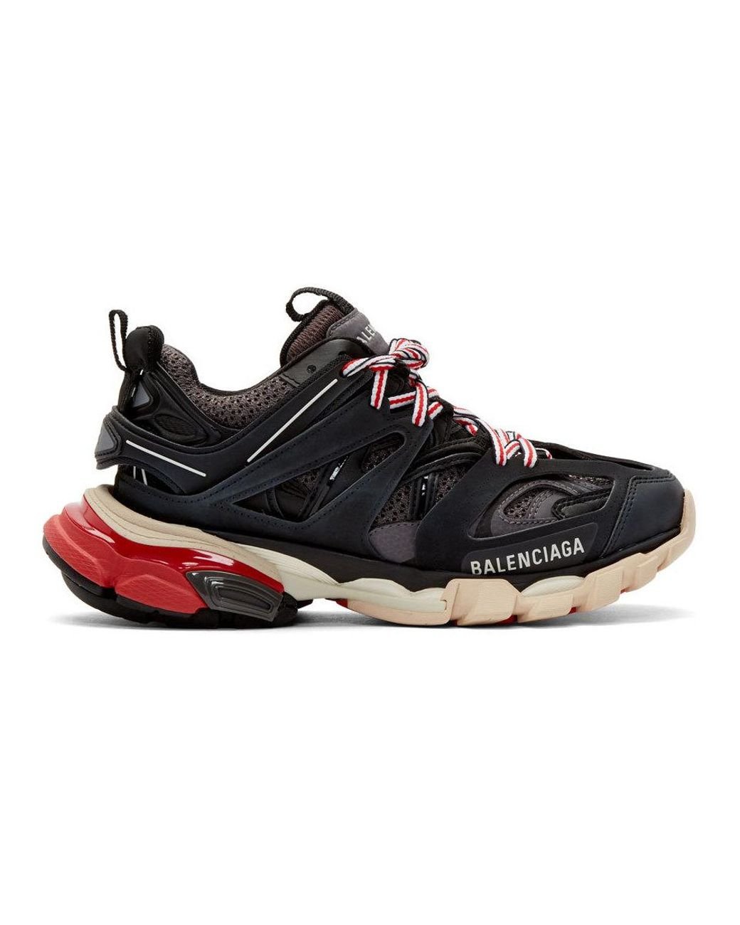 Balenciaga Synthetic Black & Red Track Sneakers | Lyst